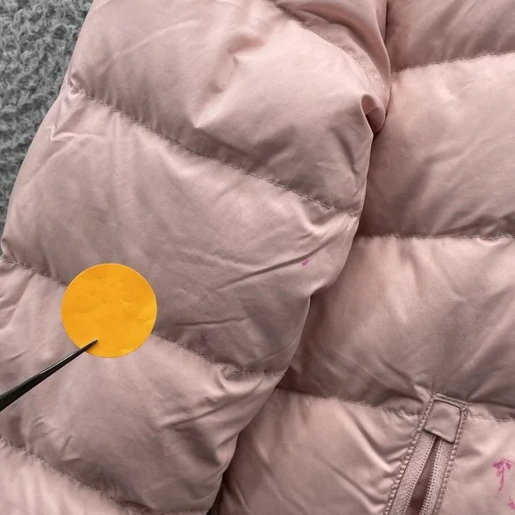 North Face Goose Down 550 Puffer Jacket Youth Girl Medium Pink Reversible Winter